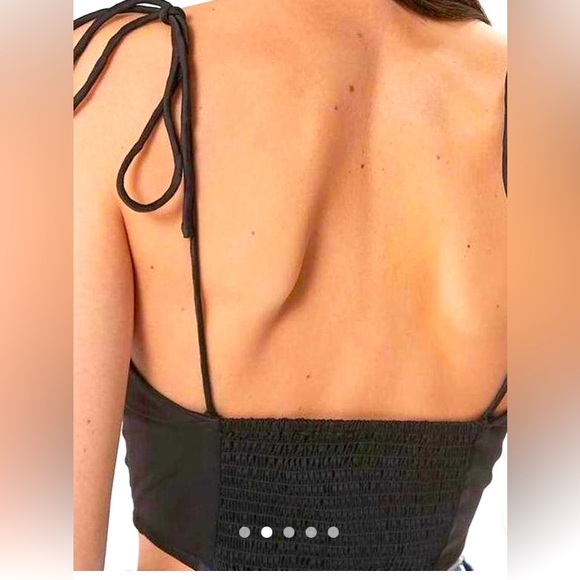 Urban Outfitters Satin Black Crop-top |Size Medium - Picture 4 of 7
